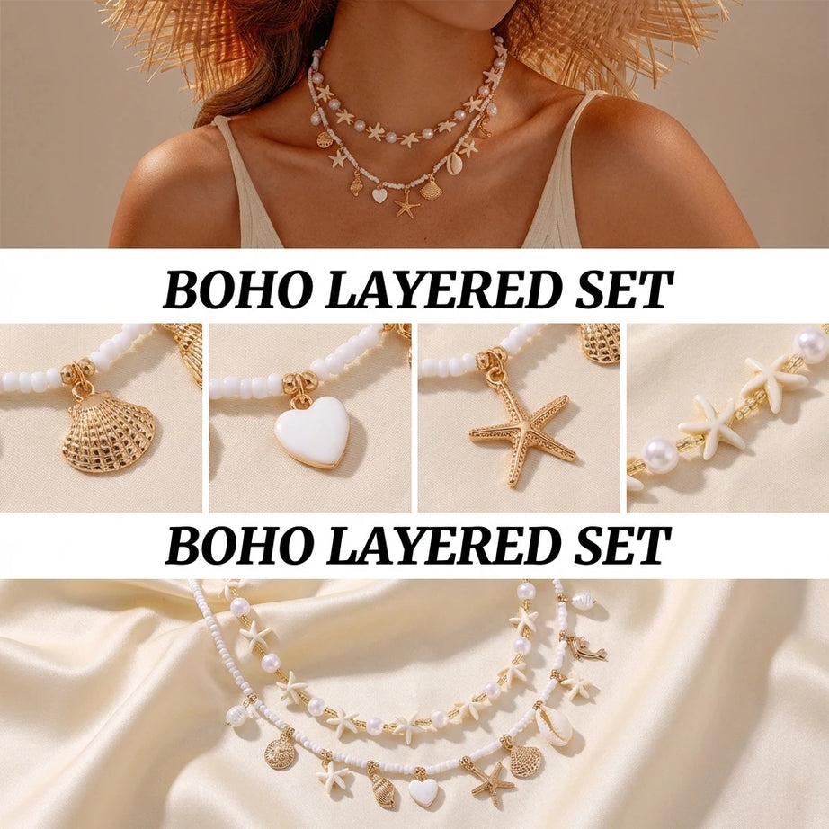 Multilayer Shell and Starfish Pearl Handmade Choker