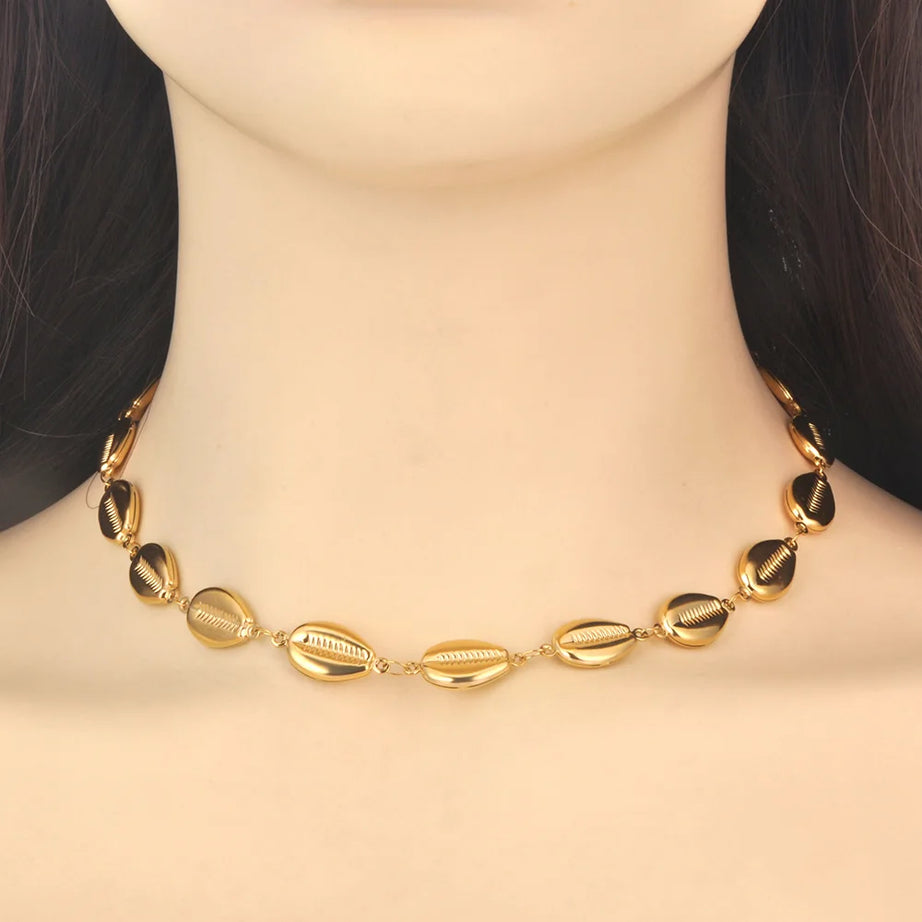 Stainless Steel Shell Boho Choker Necklace
