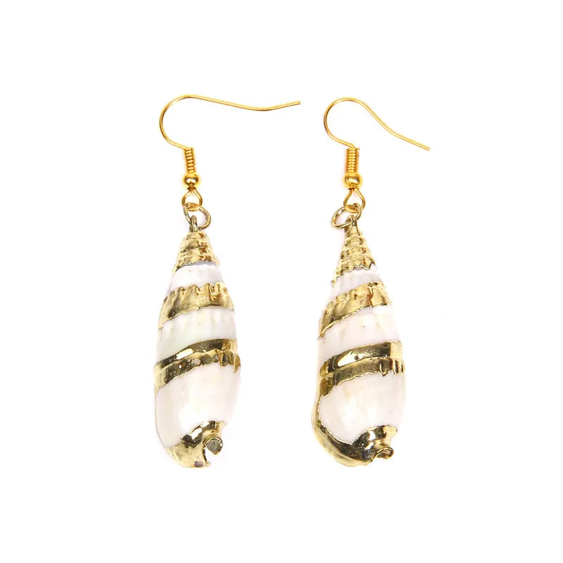 New In Natural Shell Sea Scallop Drop Earrings Boho Shell Drop Earrings for Women Femal Sea Beach Earrings Summer Jewelry Gifts