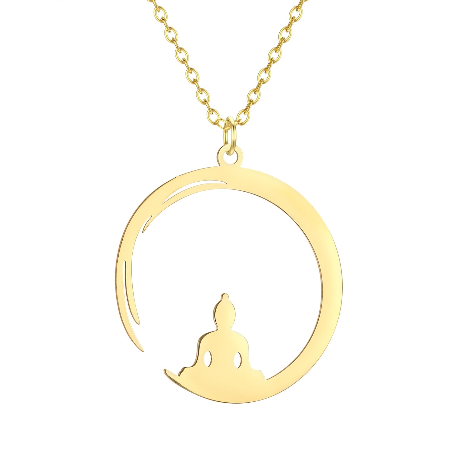 Todorova Stainless Steel Round Buddhism Meditation Pendent Buddha Yoga Necklace For Women Men Amulet Choker Jewelry Gifts