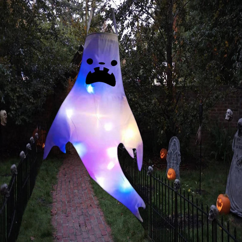 Halloween LED Light Hanging Ghost For Halloween Party Home Outdoor Indoor Decoration Large Glowing Spooky Lamp Horror Props 2024 - Charlie Dolly