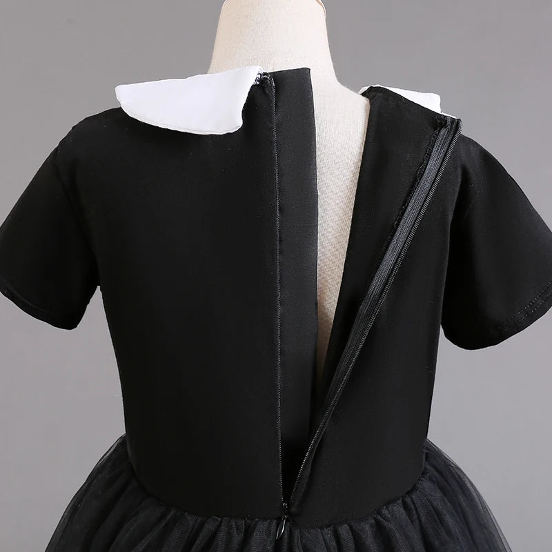 Wednesday Addams Costumes for Girls 2023 Movie Wednesday Mesh Dress Halloween Carnival  Gothic Winds Party Dress Up for 3-10 Yrs - Charlie Dolly