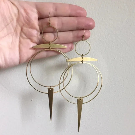 Crescent Moon Goddess Long Drop Earrings