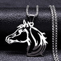 Horse Head Pendant Necklace for Women/Men Stainless Steel Animal Horse Accessories Chain Necklaces Jewelry colar masculino N2026 - Charlie Dolly