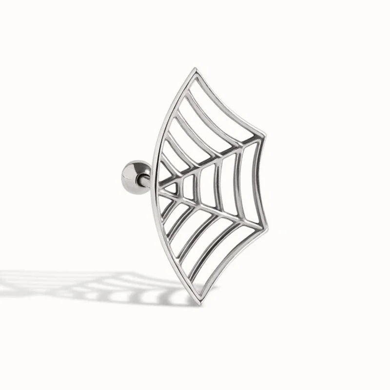 Gothic Spider Web Earring, Punk Tattoo Stud Earring for Halloween Witchy Silver Earring Jewelry Gifts - Charlie Dolly