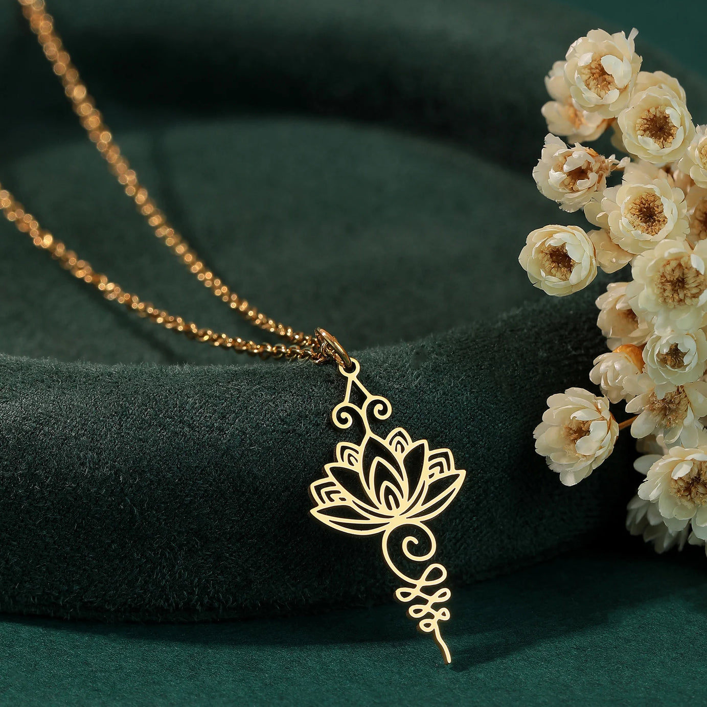 Gold Unalome Lotus Choker, Sacred Buddhist Path Talisman Necklace