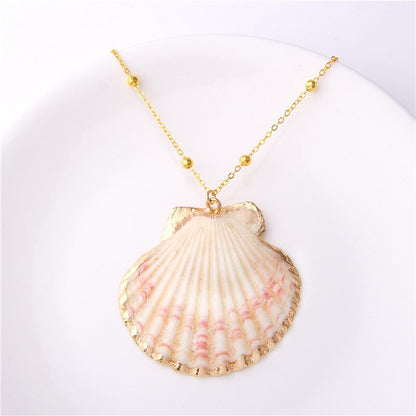 Boho Conch Shell Necklace Gold Color Beads Chain Necklace Women Simple Seashell Choker Necklace Summer Beach Jewelry Party Gift