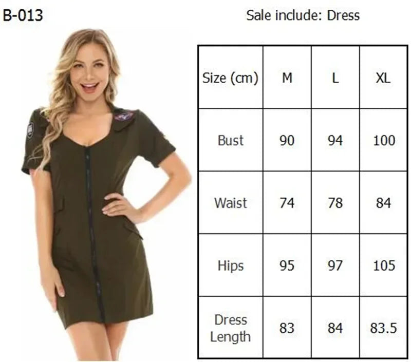 Sexy Lady American Airforce Military Pilot Costume Carnival Top Gun Maverick Flight Uniform Cosplay Halloween Fancy Party Dress - Charlie Dolly