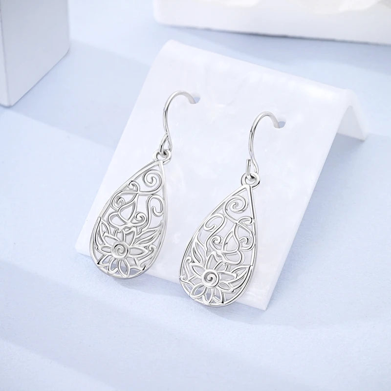 925 Sterling Silver Four Leaf Clover Butterfly Hoop Earrings for Women Boho Luxury Versatile Dangle Drop Party Jewelry