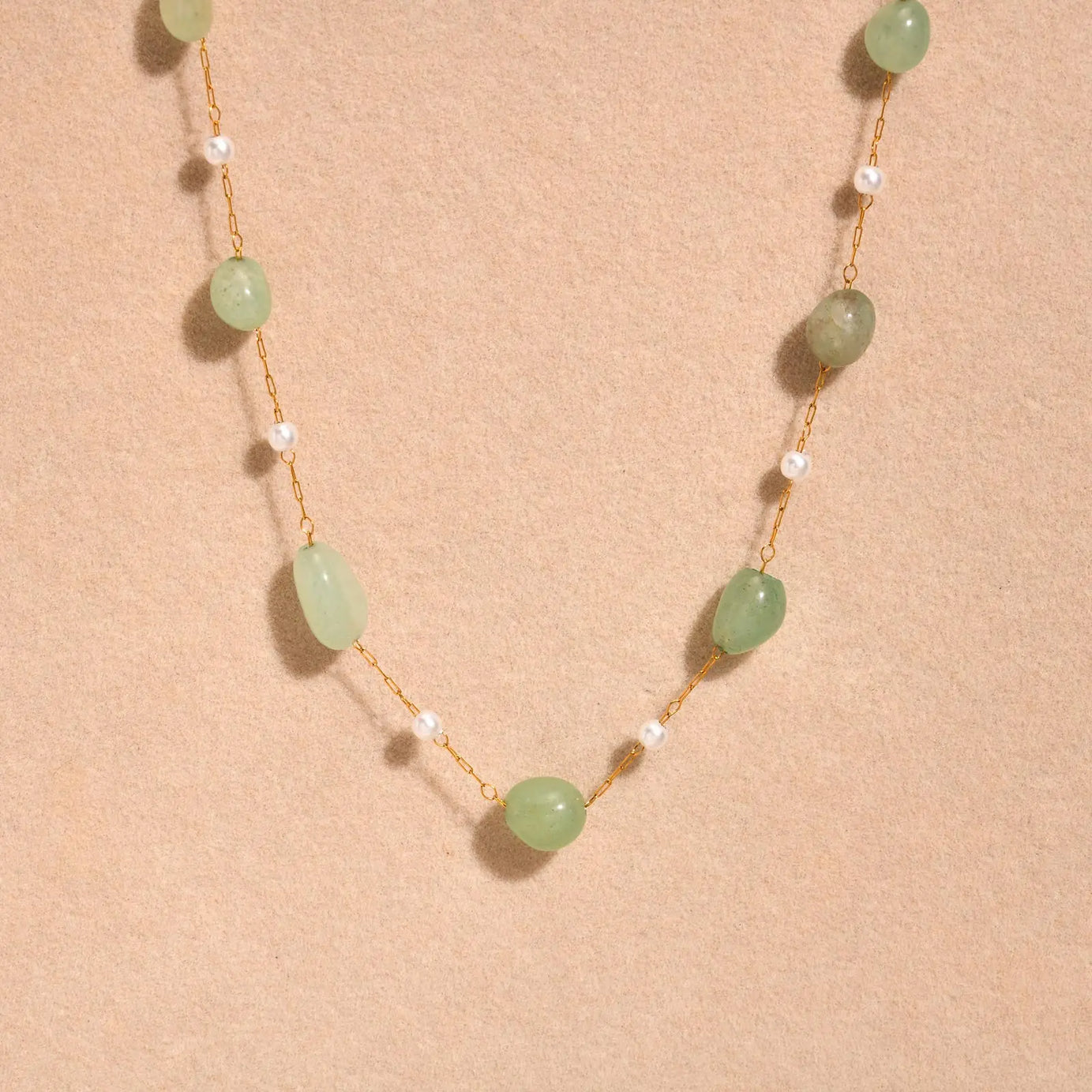 Natural Stone & Pearl Boho Necklace