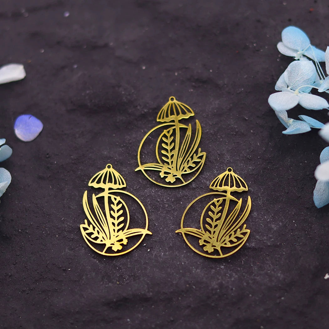 3pcs DIY Earrings Lotus Flower Yogo Buddha Stainless Steel Pendant Moon Charm For Jewelry Making Necklace Amulet Accessories