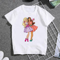 2023 Kawaii Barbie Children Short Sleeves Anime Cartoon Girls Boys Round Neck T-Shirt Soft All-Match Y2K Kids Clothes Streetwear - Charlie Dolly