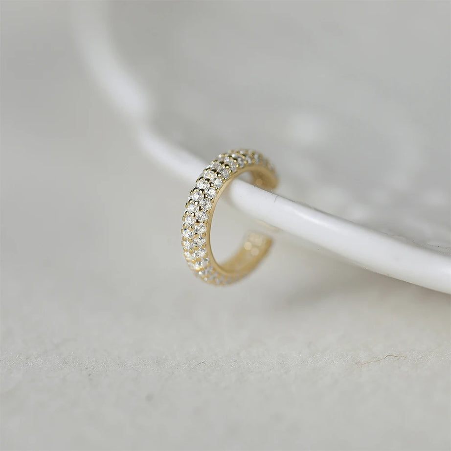 Sterling Silver Zircon C Shape Ear Cuff Earrings Jewelry