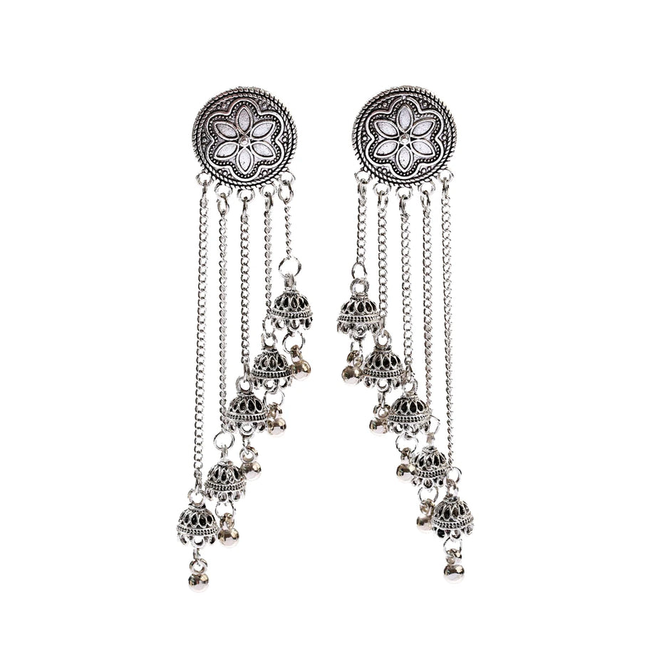 الهندي Jhumka أقراط الذهب الشظية اللون أجراس كبيرة قطرة طويلة شرابة القرط للنساء بوهو الغجر مجوهرات هدية