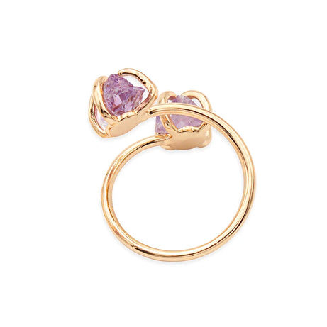 Irregular Amethyst Crystal Open Ring for Women Girls Claw Setting Gold-color Boho Natural Stone Finger Jewelry Resizable - Charlie Dolly
