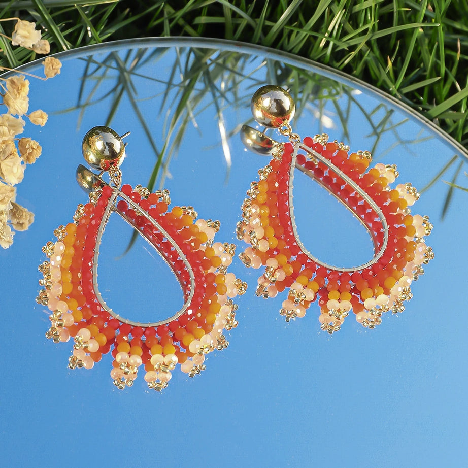 Crystal Bead Waterdrop Statement Earrings Jewelry
