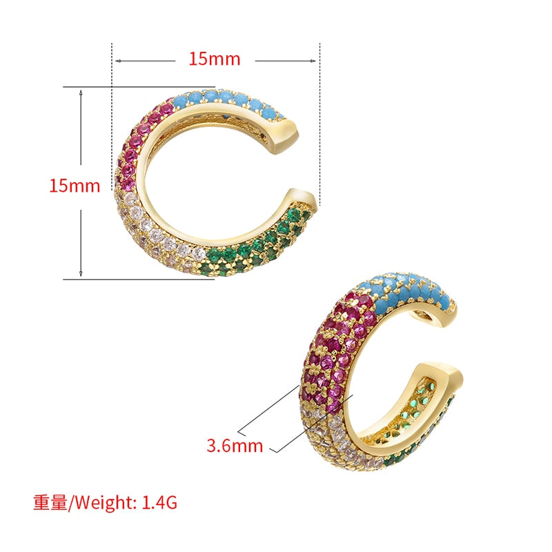ZHUKOU 1piece 2020 15x15mm CZ Crystal Ear Cuff C Shaped/star shape Ear Clips No Pierced earrings for women Jewellery model:VE131