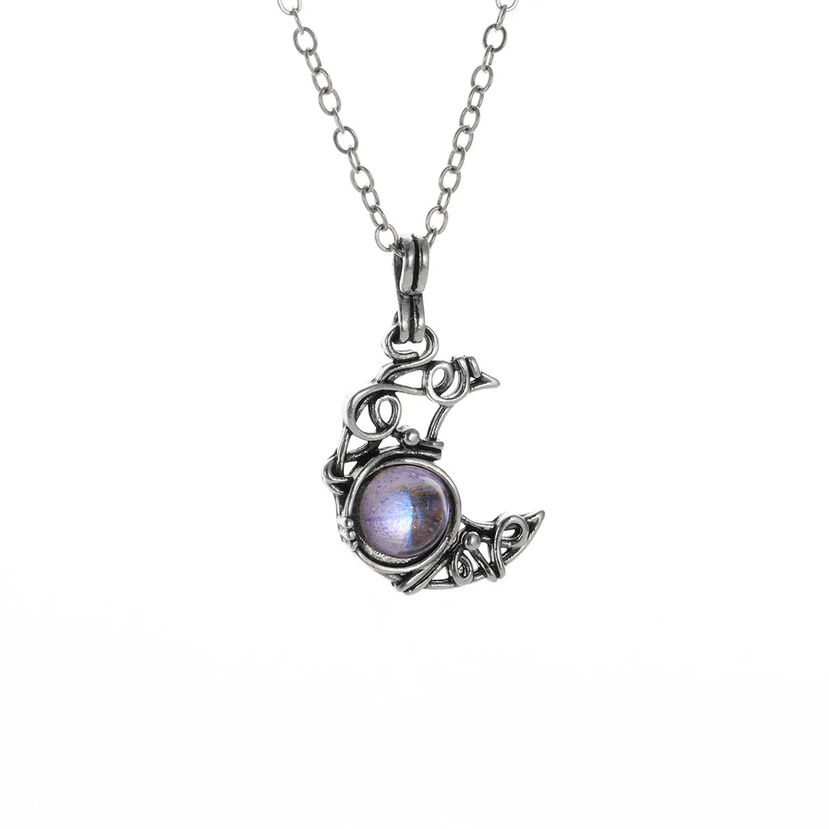 Gothic Black Cat Moon Pendant Necklace Vintage Aesthetic Crescent Kitten Moonstone Necklace for Women Men Halloween Jewelry Gift - Charlie Dolly