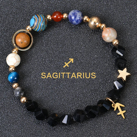 Zodiac Constellation Crystal Bracelet, 12 Signs Natural Stone Beaded Amulet