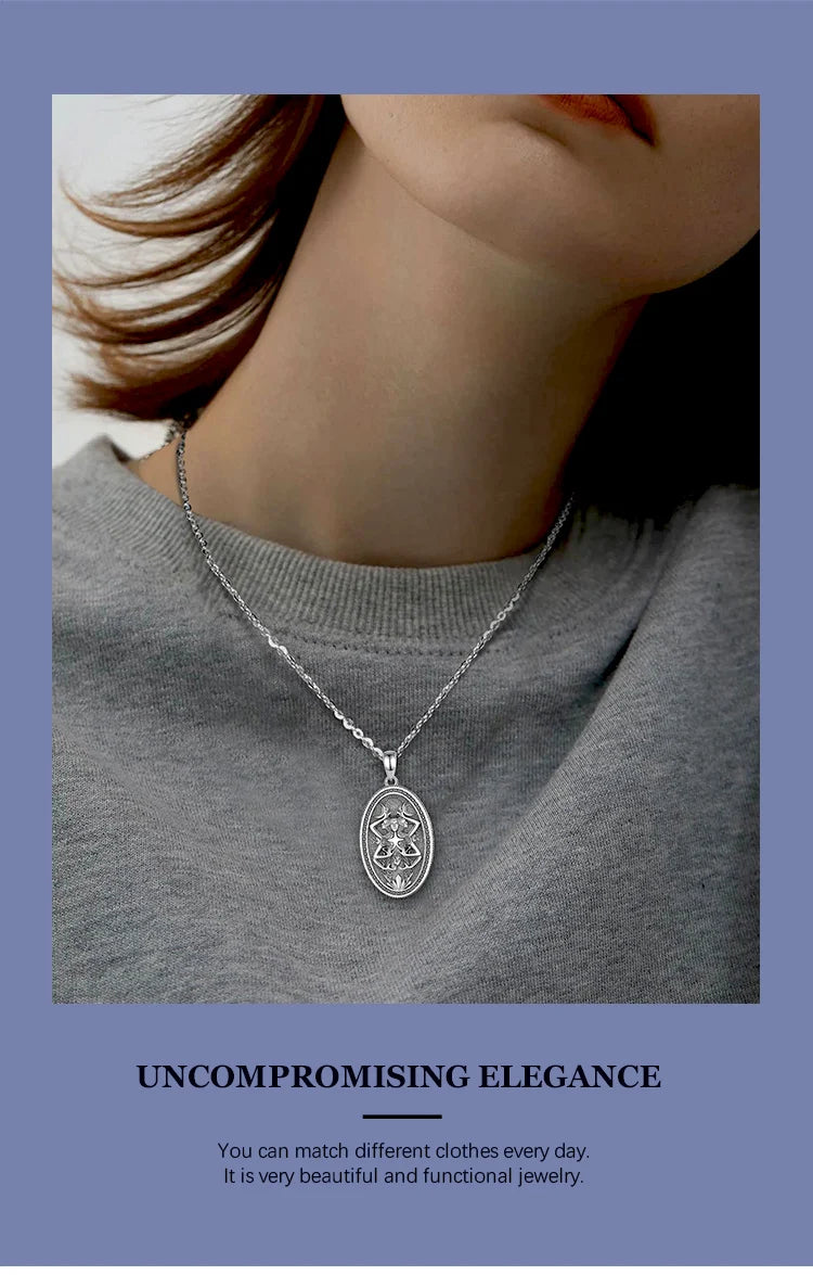 Eudora 925 Sterling Silver Triple Moon Goddess Necklace Hecate Wheel Amulet Pendant Triple Goddess Jewelry for Women Man Gift