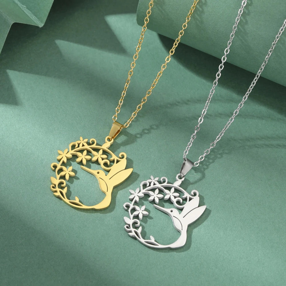 Hummingbird Filigree Flower Dangle Earrings Jewelry
