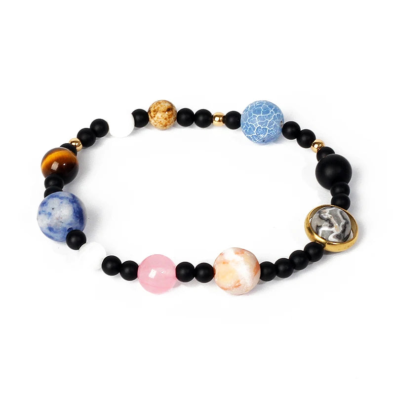 Galaxy Solar System Bracelet Men Universe Nine Planets Natural Stone Stars Earth Moon Bracelets for Women Fashion Couple Jewelry