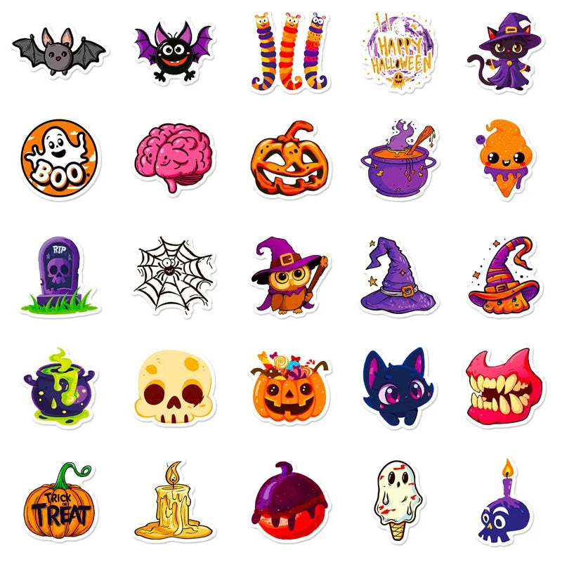 50PCS Cute Halloween PVC Sticker Aesthetic Decoration Scrapbooking Korean Stationery Hand Accounting Tools Supplies for Kids - Charlie Dolly