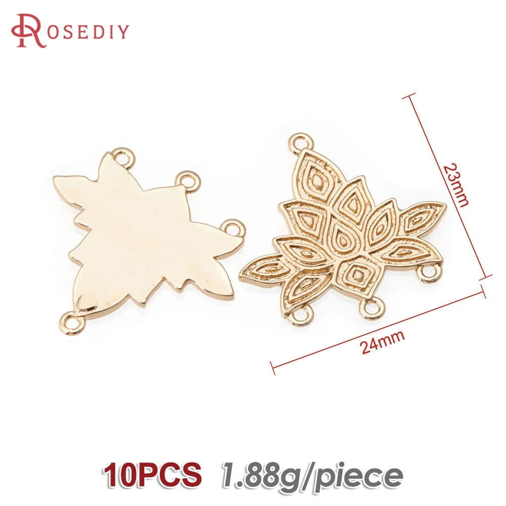 18K Gold Color Brass Lotus Flower Charms Pendants High Quality Diy Necklace Earrings Jewelry Making Accessories