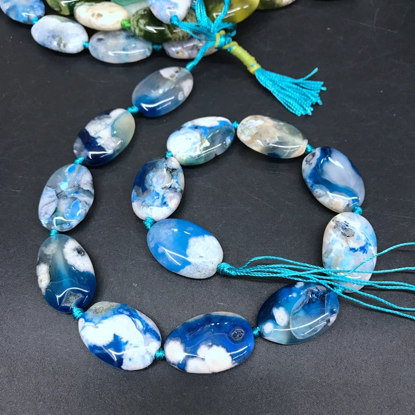 15.5" Strand Raw Sakura Agates Loose Beads,Freeform Natural Pink/Blue/Green Stone Nugget Slab Pendants Boho Jewelry Making