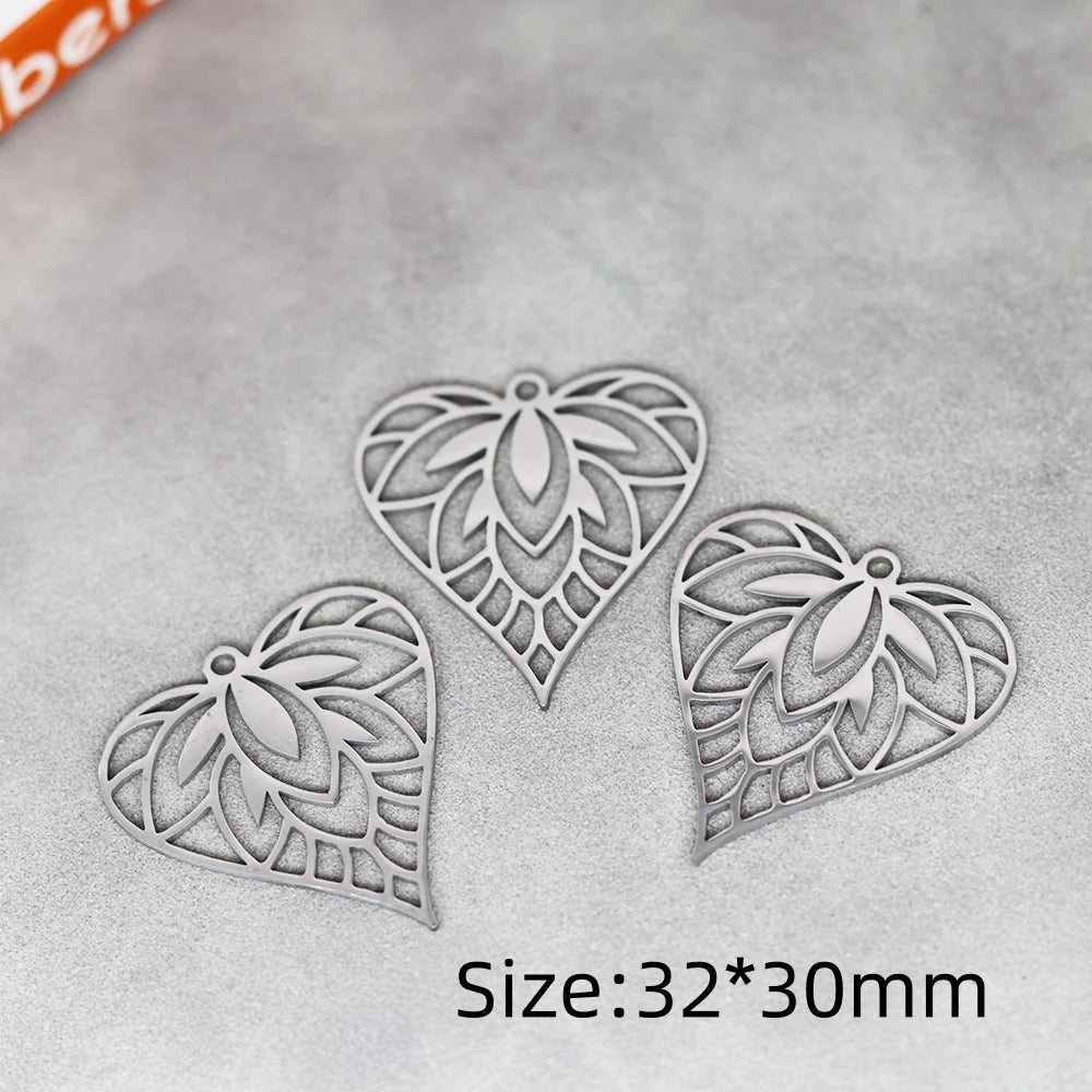 3pcs Exquiaite Amulet Moon Lotus Flower Charms DIY Craft Earrings Necklace Jewelry Making Yogo Buddhism Stainless Steel Pendant