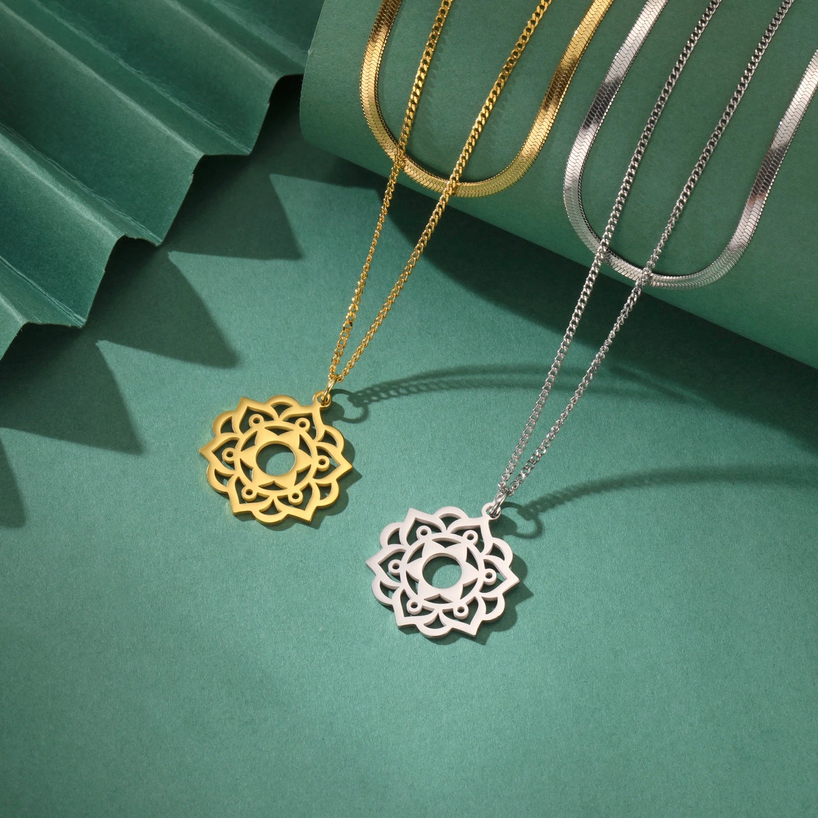 LIKGREAT Yoga Lotus Necklaces Stainless Steel Flower of Life Pendant Women Mandala Healing Buddha Spiritual Chakra Jewelry