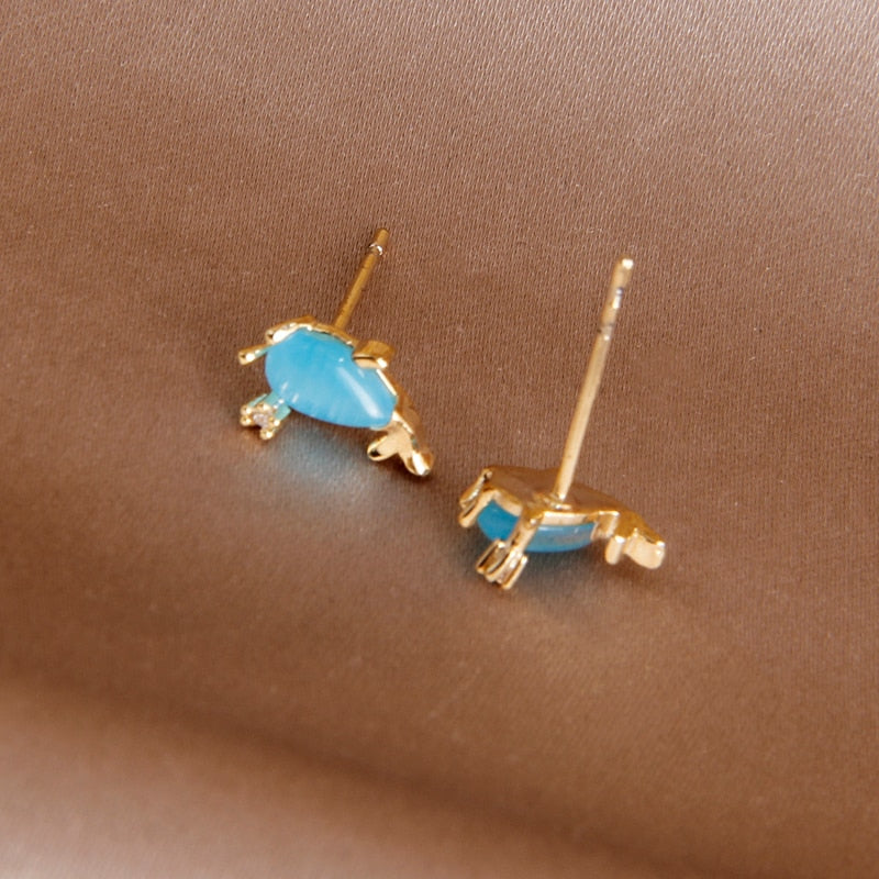 Sight Cute Opal Dolphin Earrings  Fashion Brand Jewelry Delicate Crystal Ocean Animal Stud Earrings for Women Gift - Charlie Dolly