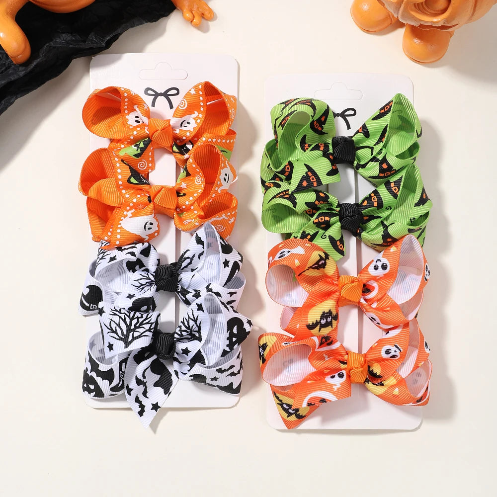 4Pcs/Set Cute Halloween Bow Hair Clip Fashion Kids Girl Hairpin Party Decoration Barrettes Baby Hair Accessories Gift Wholesale - Charlie Dolly