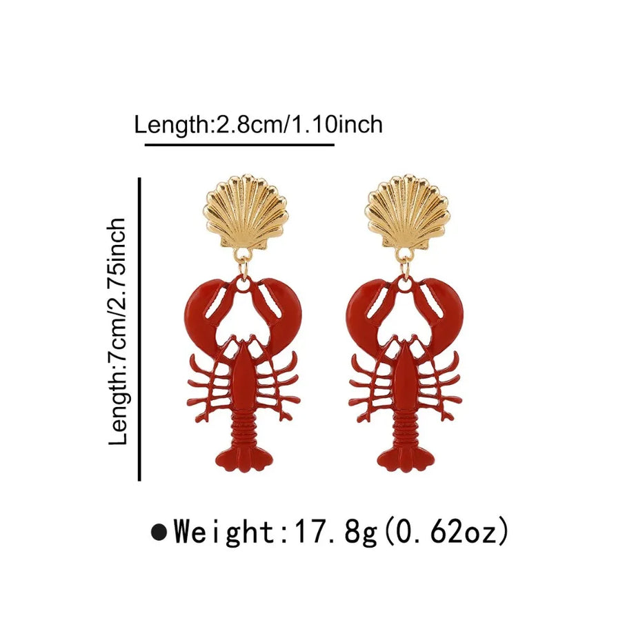 Handmade Lobster Stone Beaded Necklace and Earring Set