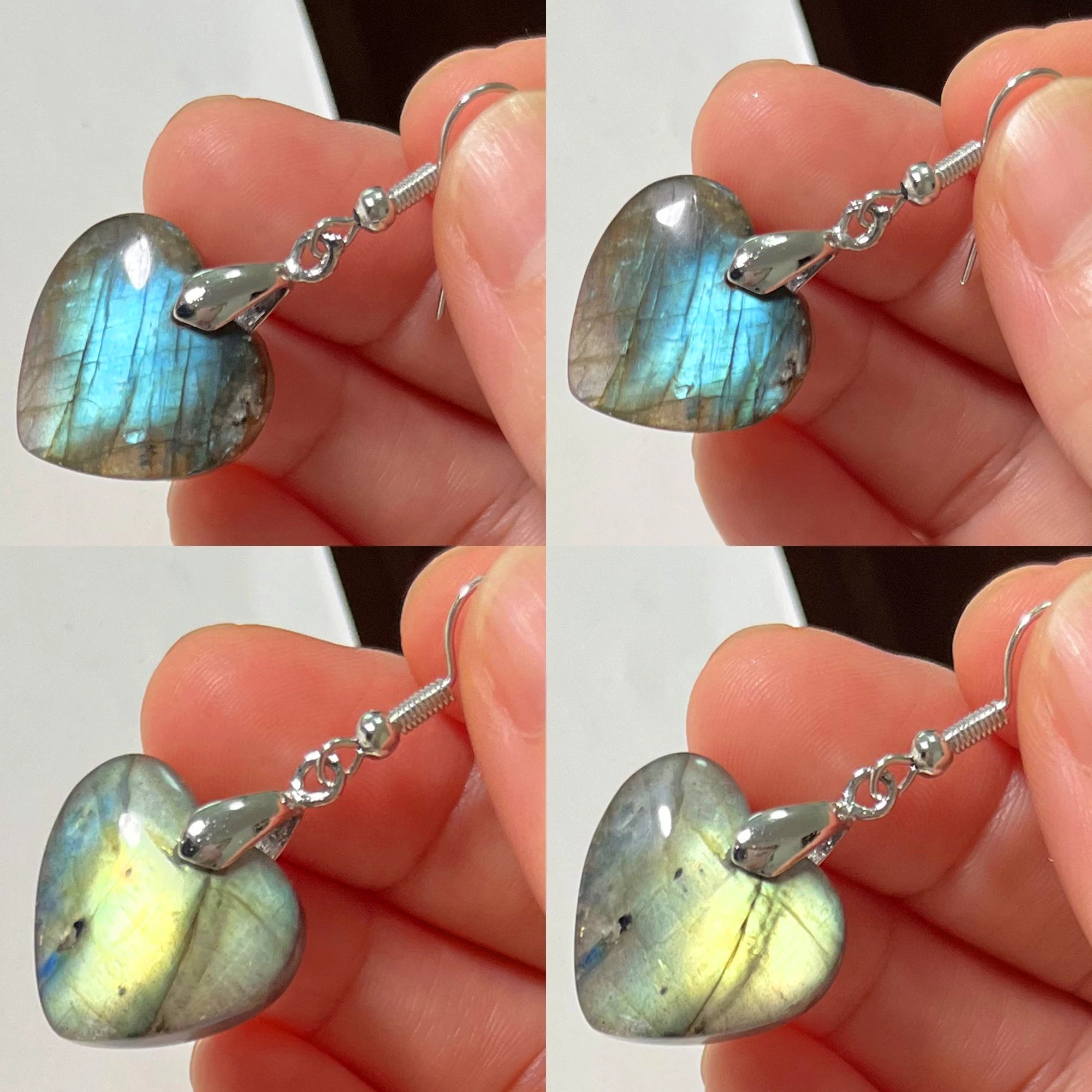 Women Men Irregular Shape Bead Natural Stone Blue Labradorite Earrings