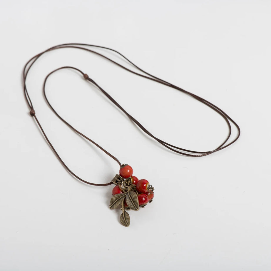 Fruit Ceramic Bead Long Necklace Jewelry
