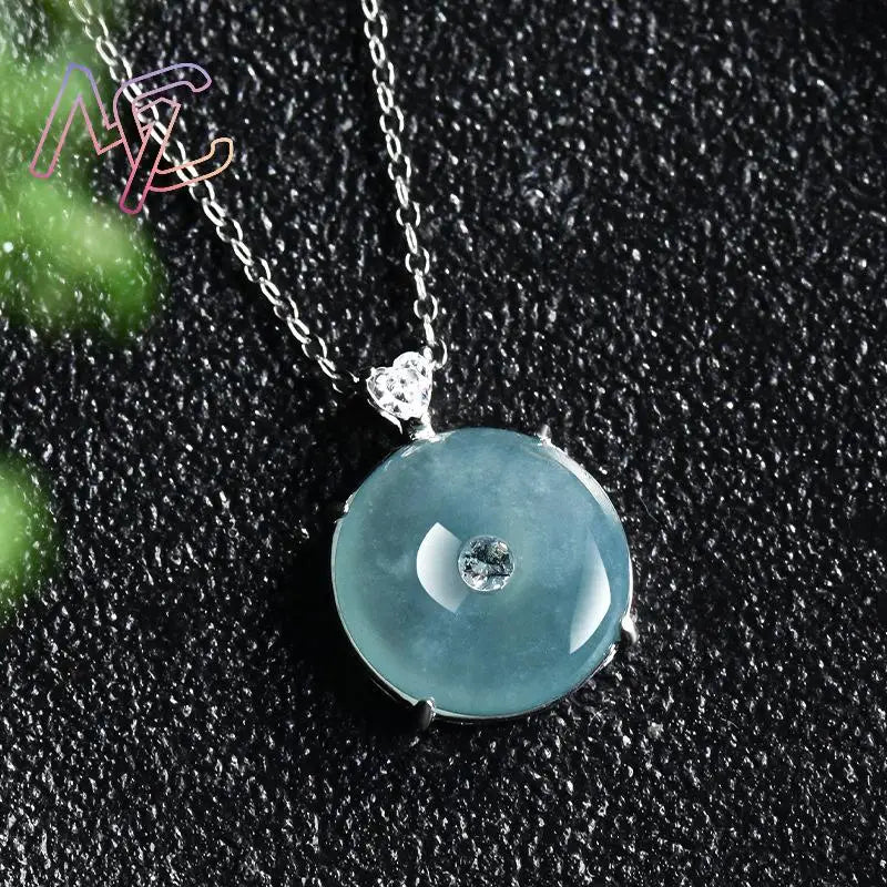 Myanmar Jadeite Donut Pendant Necklace Real Jewelry Talismans Designer Lucky Burmese Jade Vintage Gifts for Women