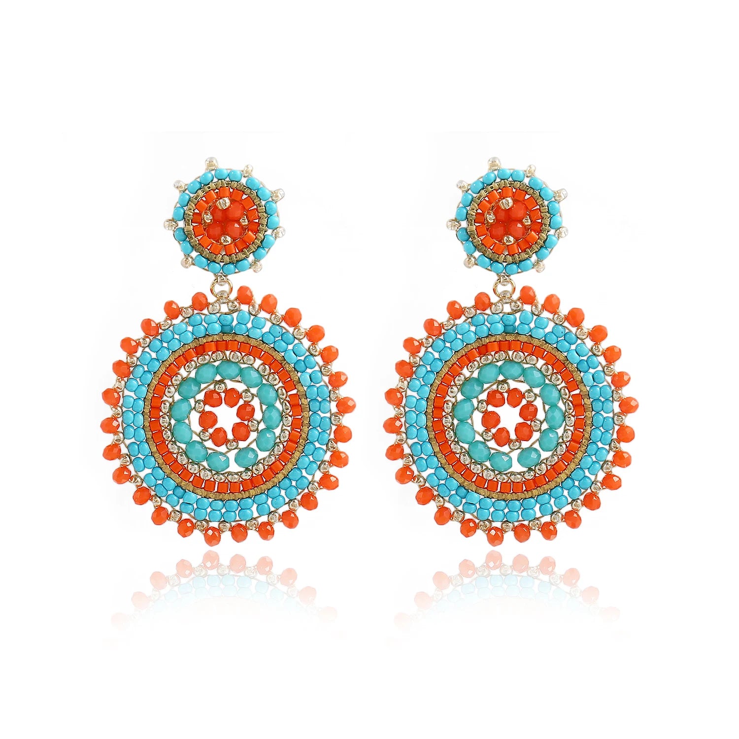 Boho Colorful Seed Beads Earrings for Women Luxury Handmade Crystal Round Woven Dangle Earrings Fashion Jewelry Gifts
