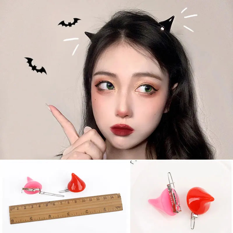 2pcs Small Demon OX Horn Hairpins Party Cosplay Costume Pin Hairpins Costume Horn Halloween Hair Accessories Hairclip - Charlie Dolly