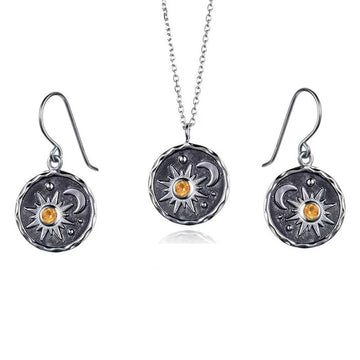 Summer Trends Boho Vintage Dangle Earrings Pendant Necklaces Set For Women Sun Moon Necklace Jewelry Engagement Accessories Gift