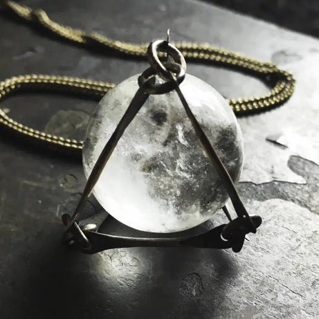 Clear Quartz Crystal Ball Long Necklace Jewelry