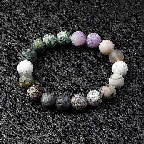 Nine Planets Solar System Beaded Bracelet, Natural Stone Galaxy Cosmic Talisman