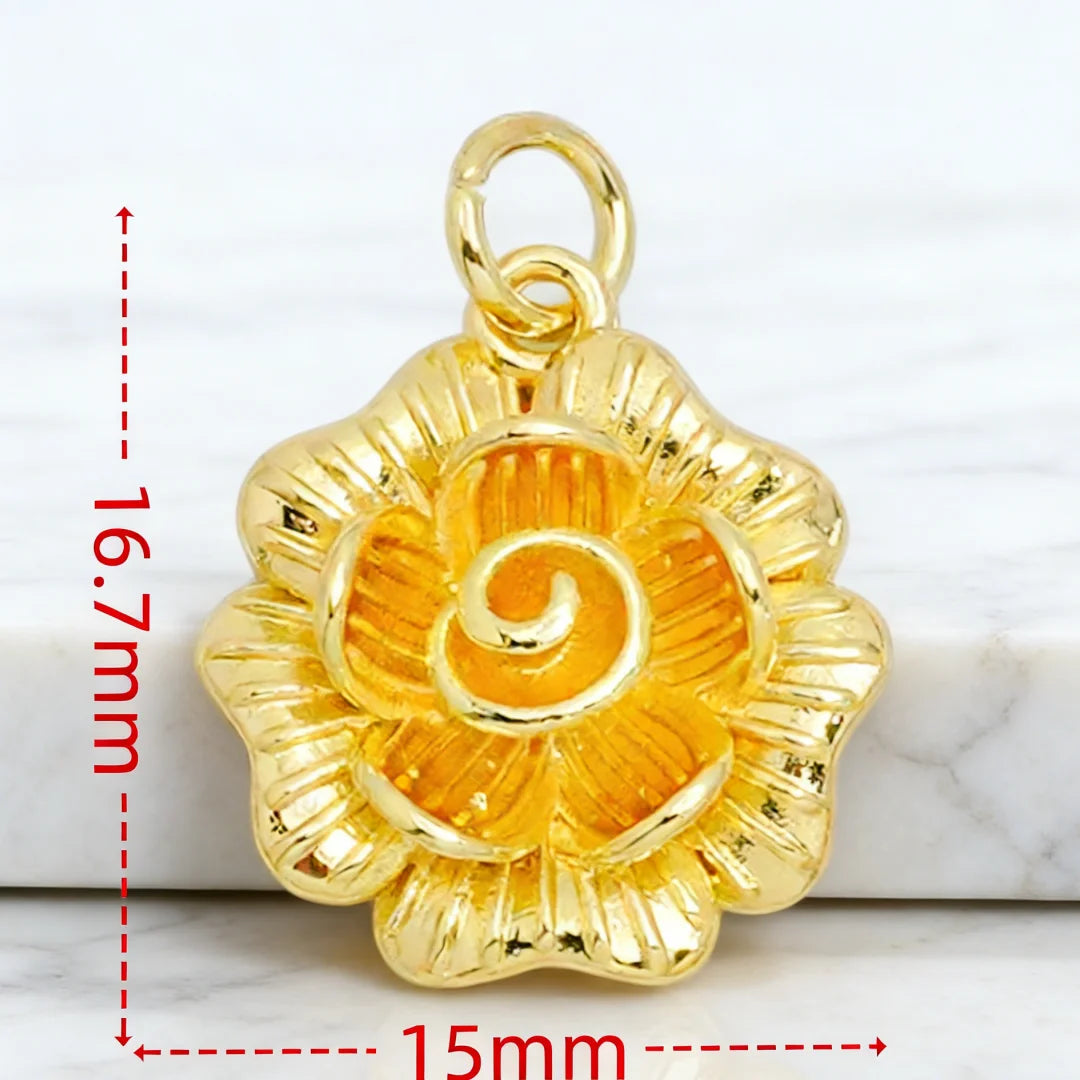 4Pcs Pendants Sparkling Elegant Brass Zirconia Lotus Tulip Flower Charms DIY Jewelry for Necklace Bracelet Daily Party Accessory
