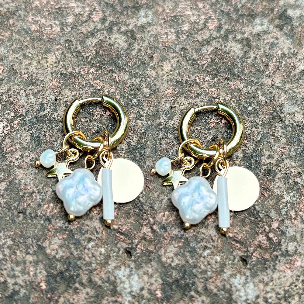 Pendant Earrings For Woman Boho Natural Stone Clover Malachite Powder Crystal Bohemia Charm Ear Luxury Quality Jewelry Girls