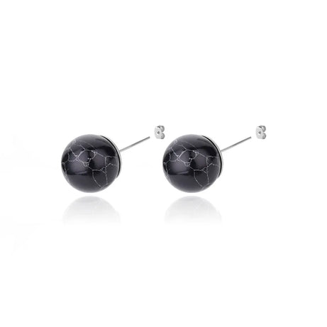 1 Pair Natural Stone Stud Earrings For Women Men Round Turquoises Tiger Eye Lapis Lazuli Beads Earring Fashion Jewelry Gift - Charlie Dolly