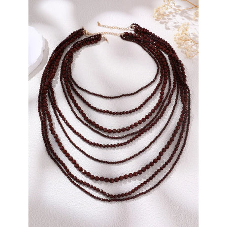 Acrylic Bead Layered Long Necklace Set Jewelry