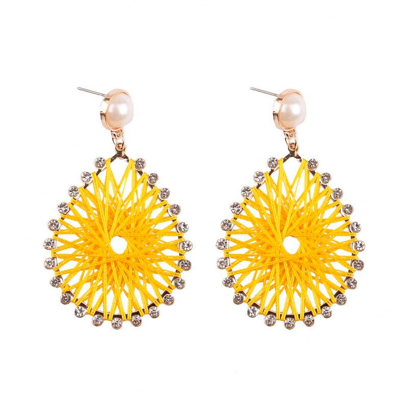 Pave Crystals Twisted Knitted Lace Pearls Beaded Studs Teardrop Dangle Drop Earrings for Women Trendy Chic Jewelry Wholesale - Charlie Dolly