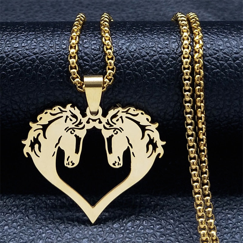 Horse Head Pendant Necklace for Women/Men Stainless Steel Animal Horse Accessories Chain Necklaces Jewelry colar masculino N2026 - Charlie Dolly