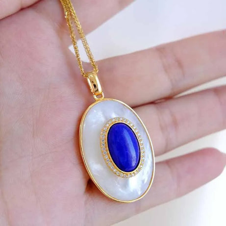 Designer new artificial fritillary lapis lazuli necklace vintage pearl earrings for women high quality silver jewelry sets - Charlie Dolly