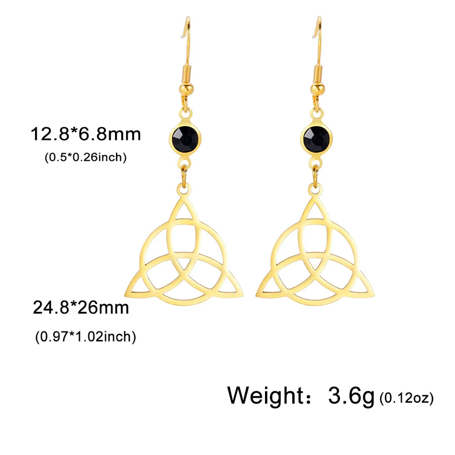 Triple Moon, Rune & Pentagram Hoop Earrings, Stainless Steel Witchy Amulet